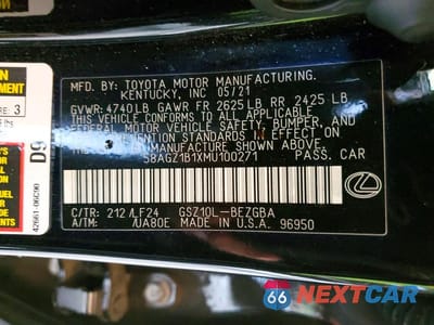 Zdjęcie 12 z 12 samochodu: 2021 LEXUS ES 350 F SPORT VIN:58AGZ1B1XMU100271 - miniatura