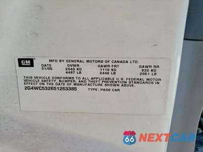 Zdjęcie 12 z 12 samochodu: 2005 BUICK LACROSSE CX VIN:2G4WC532651263385 - miniatura