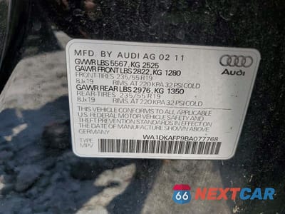 Zdjęcie 13 z 13 samochodu: 2011 AUDI Q5 PREMIUM PLUS VIN:WA1DKAFP9BA077768 - miniatura