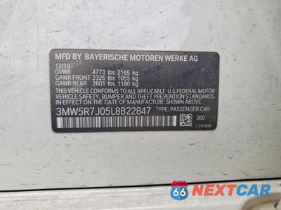 Zdjęcie 12 z 12 samochodu: 2020 BMW 330XI VIN:3MW5R7J05L8B22847 - miniatura