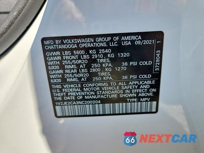 Zdjęcie 13 z 13 samochodu: 2022 VOLKSWAGEN ATLAS CROSS SPORT SE VIN:1V2JE2CA3NC200204 - miniatura