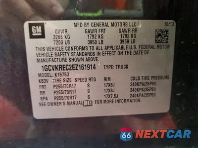 Zdjęcie 12 z 12 samochodu: 2014 CHEVROLET SILVERADO K1500 LT VIN:1GCVKREC2EZ161914 - miniatura
