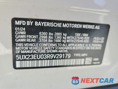 Zdjęcie 13 z 13 samochodu: 2024 BMW X5 XDRIVE40I VIN:5UX23EU03R9V29179 - miniatura