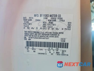 Zdjęcie 12 z 12 samochodu: 2006 FORD ESCAPE XLS VIN:1FMYU02Z26KA87007 - miniatura