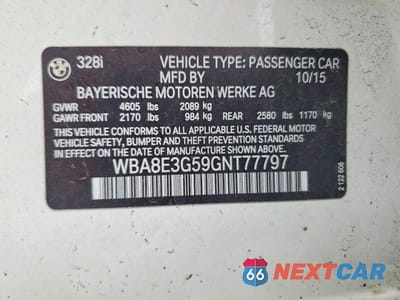 Zdjęcie 12 z 12 samochodu: 2016 BMW 328 XI SULEV VIN:WBA8E3G59GNT77797 - miniatura