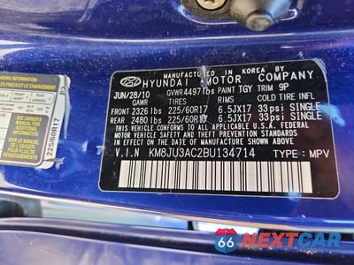Zdjęcie 13 z 13 samochodu: 2011 HYUNDAI TUCSON GLS VIN:KM8JU3AC2BU134714 - miniatura