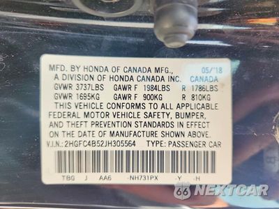 Zdjęcie 12 z 12 samochodu: 2018 HONDA CIVIC LX VIN:2HGFC4B52JH305564 - miniatura