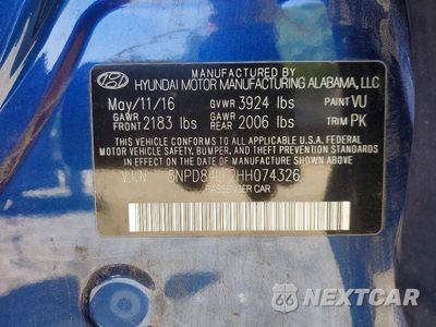Zdjęcie 12 z 12 samochodu: 2017 HYUNDAI ELANTRA SE VIN:5NPD84LF2HH074326 - miniatura