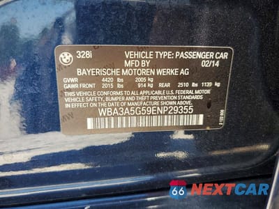 Zdjęcie 13 z 13 samochodu: 2014 BMW 328 I VIN:WBA3A5G59ENP29355 - miniatura