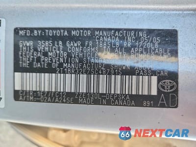 Zdjęcie 12 z 12 samochodu: 2005 TOYOTA COROLLA S VIN:2T1BR32E75C487915 - miniatura