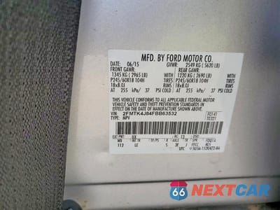 Zdjęcie 14 z 14 samochodu: 2015 FORD EDGE SEL VIN:2FMTK4J84FBB63532 - miniatura