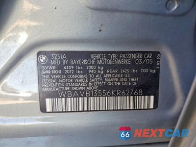 Zdjęcie 12 z 12 samochodu: 2006 BMW 325 I VIN:WBAVB13556KR62768 - miniatura