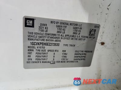 Zdjęcie 12 z 12 samochodu: 2014 CHEVROLET SILVERADO K1500 VIN:1GCVKPEH6EZ272630 - miniatura
