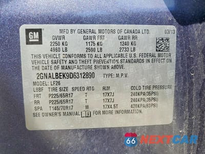 Zdjęcie 13 z 13 samochodu: 2013 CHEVROLET EQUINOX LS VIN:2GNALBEK9D6312890 - miniatura