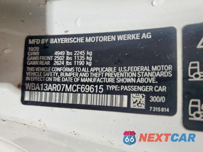 Zdjęcie 13 z 13 samochodu: 2021 BMW M440XI VIN:WBA13AR07MCF69615 - miniatura