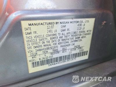 Zdjęcie 12 z 12 samochodu: 2008 NISSAN MAXIMA SE/SL VIN:1N4BA41E88C821970 - miniatura
