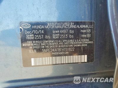 Zdjęcie 12 z 12 samochodu: 2015 HYUNDAI SONATA SE VIN:5NPE24AF8FH151822 - miniatura