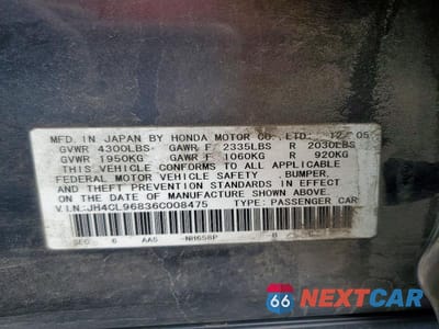 Zdjęcie 13 z 13 samochodu: 2006 ACURA TSX VIN:JH4CL96836C008475 - miniatura