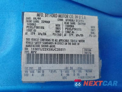 Zdjęcie 13 z 13 samochodu: 1999 FORD EXPLORER VIN:1FMYU22X3XUC25511 - miniatura