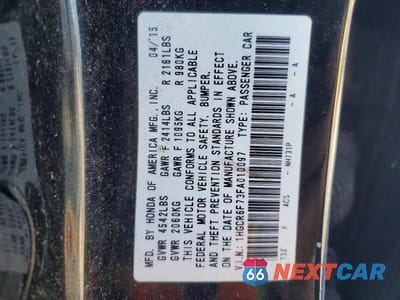 Zdjęcie 12 z 12 samochodu: 2015 HONDA ACCORD TOURING HYBRID VIN:1HGCR6F73FA010097 - miniatura
