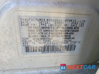 Zdjęcie 12 z 12 samochodu: 2014 NISSAN SENTRA SV VIN:3N1AB7AP5EY216283 - miniatura