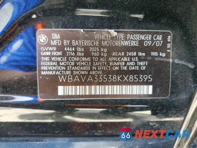 Zdjęcie 12 z 12 samochodu: 2008 BMW 328 I VIN:WBAVA33538KX85395 - miniatura