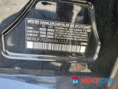 Zdjęcie 12 z 12 samochodu: 2004 MERCEDES-BENZ E 500 VIN:WDBUF70J04A461313 - miniatura