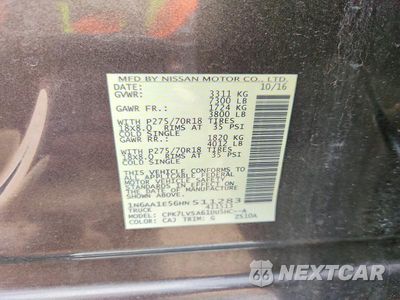 Zdjęcie 12 z 12 samochodu: 2017 NISSAN TITAN SL VIN:1N6AA1E56HN511283 - miniatura