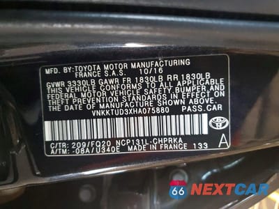 Zdjęcie 12 z 12 samochodu: 2017 TOYOTA YARIS 5-DOOR L FLEET VIN:VNKKTUD3XHA075880 - miniatura