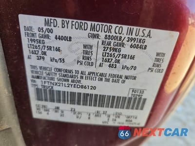 Zdjęcie 12 z 12 samochodu: 2000 FORD F250 SUPER DUTY VIN:1FTNX21L2YED86120 - miniatura