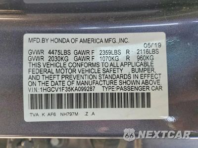 Zdjęcie 13 z 13 samochodu: 2019 HONDA ACCORD SPORT VIN:1HGCV1F35KA099287 - miniatura