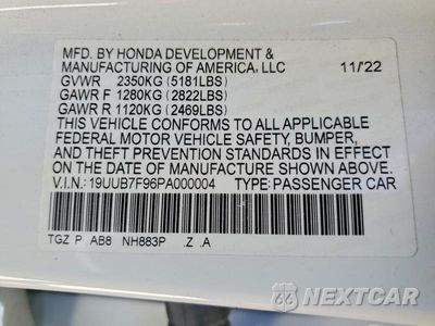 Zdjęcie 12 z 12 samochodu: 2023 ACURA TLX TYPE S VIN:19UUB7F96PA000004 - miniatura