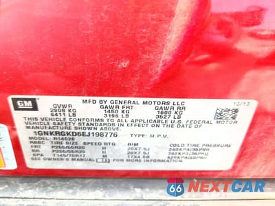 Zdjęcie 13 z 13 samochodu: 2014 CHEVROLET TRAVERSE LT VIN:1GNKRGKD6EJ198776 - miniatura