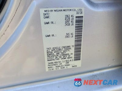 Zdjęcie 12 z 12 samochodu: 2019 NISSAN ALTIMA S VIN:1N4BL4BV3KC128143 - miniatura