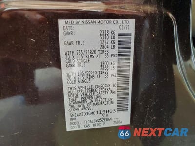 Zdjęcie 13 z 13 samochodu: 2021 NISSAN MURANO PLATINUM VIN:5N1AZ2DJ6MC119003 - miniatura