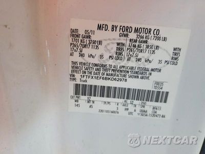 Zdjęcie 12 z 12 samochodu: 2011 FORD F150 SUPER CAB VIN:1FTFX1EF6BKD62978 - miniatura