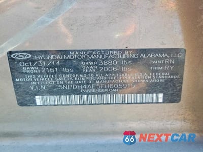 Zdjęcie 12 z 12 samochodu: 2015 HYUNDAI ELANTRA SE VIN:5NPDH4AE5FH605915 - miniatura