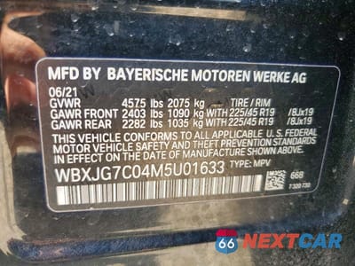 Zdjęcie 12 z 12 samochodu: 2021 BMW X1 SDRIVE28I VIN:WBXJG7C04M5U01633 - miniatura