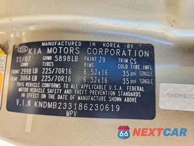 Zdjęcie 13 z 13 samochodu: 2008 KIA SEDONA LX VIN:KNDMB233186230619 - miniatura