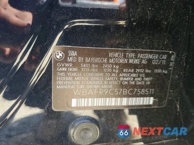 Zdjęcie 12 z 12 samochodu: 2011 BMW 550 I VIN:WBAFR9C57BC758511 - miniatura