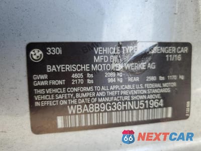 Zdjęcie 12 z 12 samochodu: 2017 BMW 330 I VIN:WBA8B9G36HNU51964 - miniatura