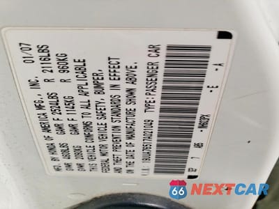 Zdjęcie 12 z 12 samochodu: 2007 ACURA TL TYPE S VIN:19UUA76517A021049 - miniatura