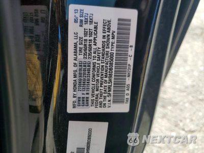 Zdjęcie 13 z 13 samochodu: 2013 HONDA ODYSSEY TOURING VIN:5FNRL5H98DB085000 - miniatura