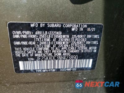 Zdjęcie 13 z 13 samochodu: 2022 SUBARU FORESTER PREMIUM VIN:JF2SKADC3NH423890 - miniatura