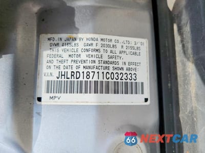 Zdjęcie 13 z 13 samochodu: 2001 HONDA CR-V SE VIN:JHLRD18711C032333 - miniatura