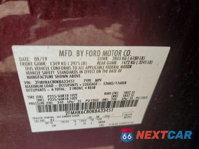Zdjęcie 13 z 13 samochodu: 2019 FORD FLEX SEL VIN:2FMHK6C80KBA33451 - miniatura