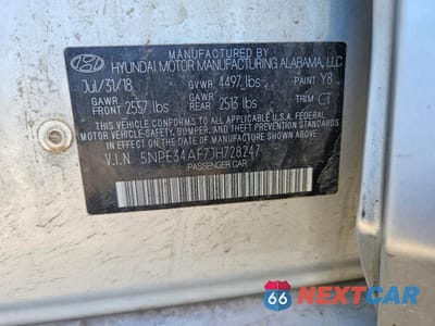 Zdjęcie 12 z 12 samochodu: 2018 HYUNDAI SONATA SPORT+ VIN:5NPE34AF7JH728247 - miniatura