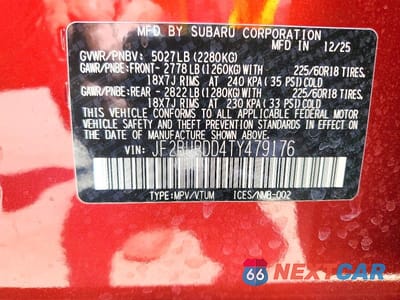 Zdjęcie 13 z 13 samochodu: 2026 SUBARU OUTBACK LIMITED VIN:JF2BUPDD4TY479176 - miniatura