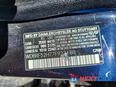 Zdjęcie 12 z 12 samochodu: 2007 MERCEDES-BENZ C 230 VIN:WDBRF52H77F933180 - miniatura