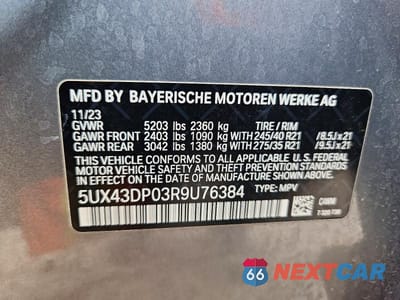 Zdjęcie 13 z 13 samochodu: 2024 BMW X3 SDRIVE30I VIN:5UX43DP03R9U76384 - miniatura